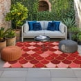 thumbnail image 2 of Red Fish Scale Outdoor Rug for Patio/Deck/Porch, Non-Slip Large Area Rug 4 x 6 Ft, Modern Geometric Ombre Abstract Moroccan Indoor Outdoor Rugs Washable Area Rugs, Camping Rug Carpet Runner, 2 of 8