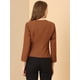thumbnail image 5 of INSPIRE CHIC Oficina de trabajo para mujer, sin cuello, con cremallera, abrigo corto, traje, chaqueta, chaqueta cortada marrón XS, 5 of 6