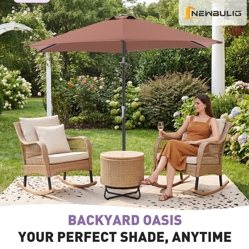 Gianna 7.5ft Patio Umbrella with Tilt & Crank System, Waterproof Fabric, 8-Rib Design