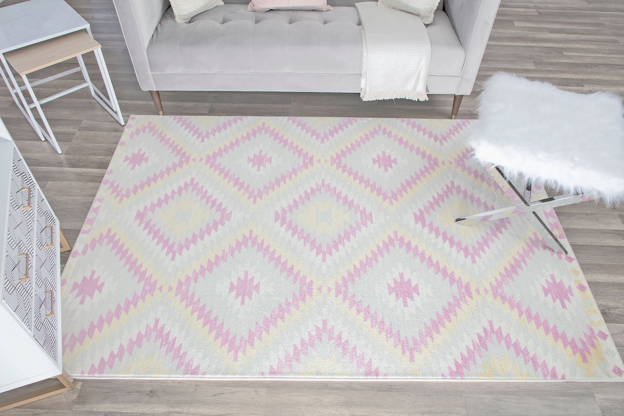 Soleil BR30R BubbleGum Tribal Moroccan Gray Area Rug, 8'9"x12'