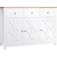 thumbnail image 6 of Buffet Cabinet with Storage, 47.3” Farmhouse Sideboard Buffet Cabinet, White Kitchen Cabinet Display Cabinet with 3 Drawers and 3 Doors, Wood Coffee Bar Cabinet for Kitchen Dining Room, 6 of 8