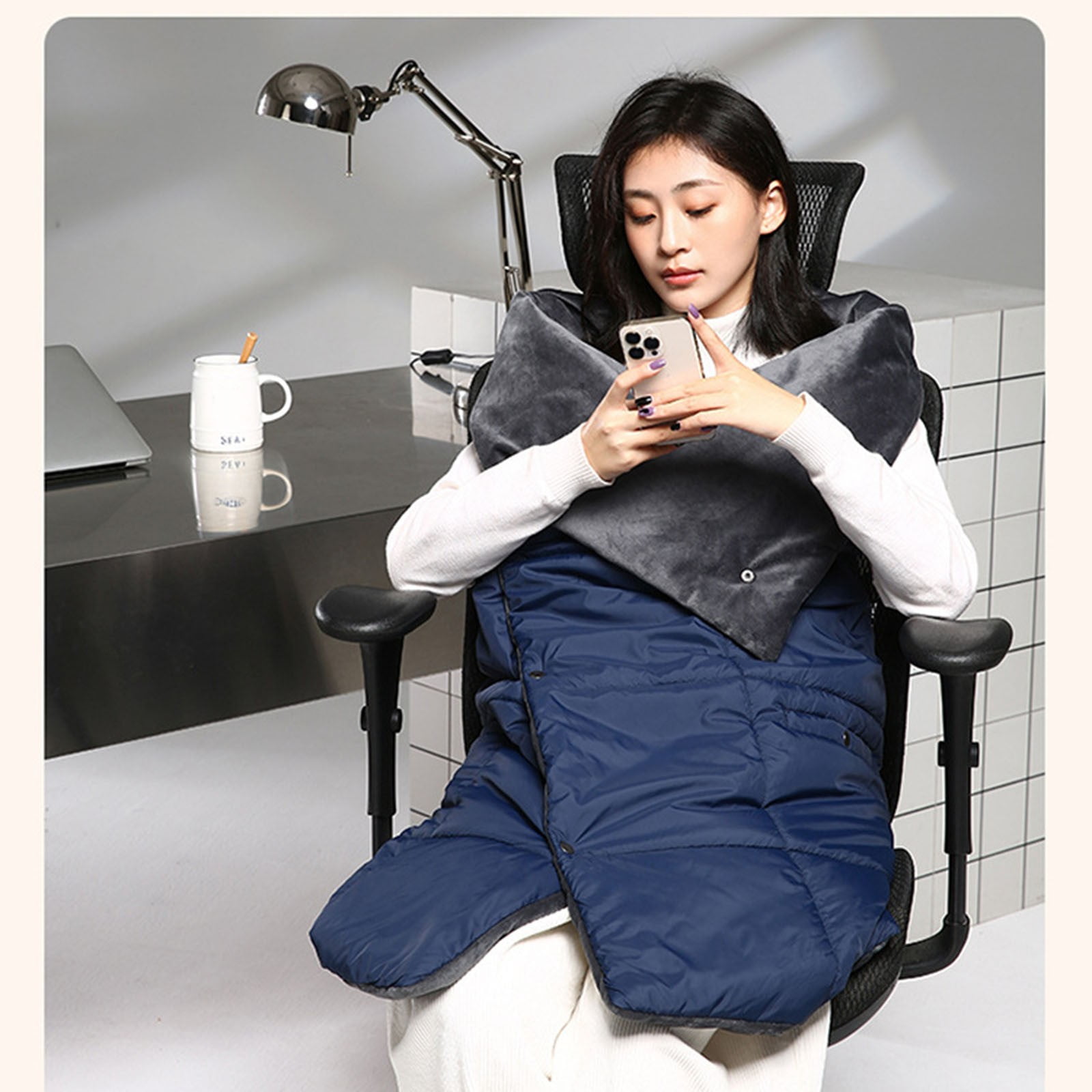 Taqqpue Wearable Heated Blanket Heating Shawl Portable Wireless Cordless Heated Blankets for Outdoors Wearing Cover Dual-purpose Cotton-padded Heating Shawl Warm-up Household Thermal Clothing