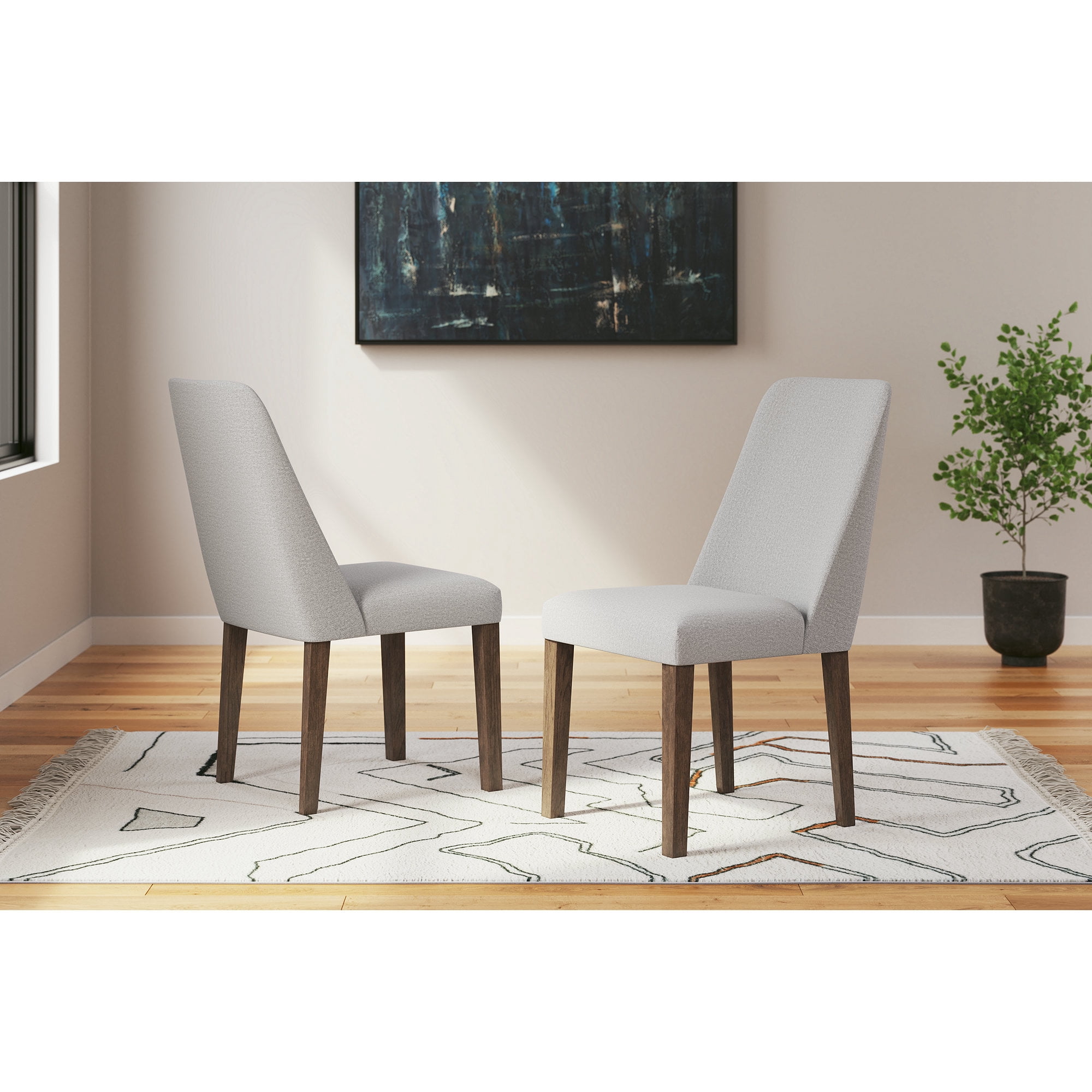 Signature Design by Ashley Lyncott Contemporary Dining Room Upholstered Side Chair with Foam Cushion, Set of 2, Cream & Brown