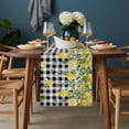 thumbnail image 2 of Lemon Check Table Runner - 108 Inch Long, Kitchen Dining Table Runner Dresser Scarves, Black Plaid Eucalyptus Farm Country Flower Farmhouse Decor for Coffee Tables Wedding Party Banquet, 2 of 8
