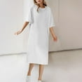 thumbnail image 2 of fatyb Robes d'Été 2025 pour Femmes Manches Courtes Décontractées Robes T-Shirt Col Rond Amples Unies Longues Robes, 2 of 6