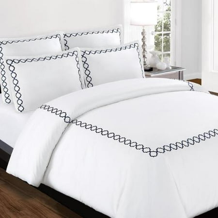 Echelon Home Hotel Collection Quatrefoil Embroidery Cotton Sa 3 Echelon Home Hotel Collection Quatrefoil Embroidery Cotton Sa 3 Piece Duvet Cover Set