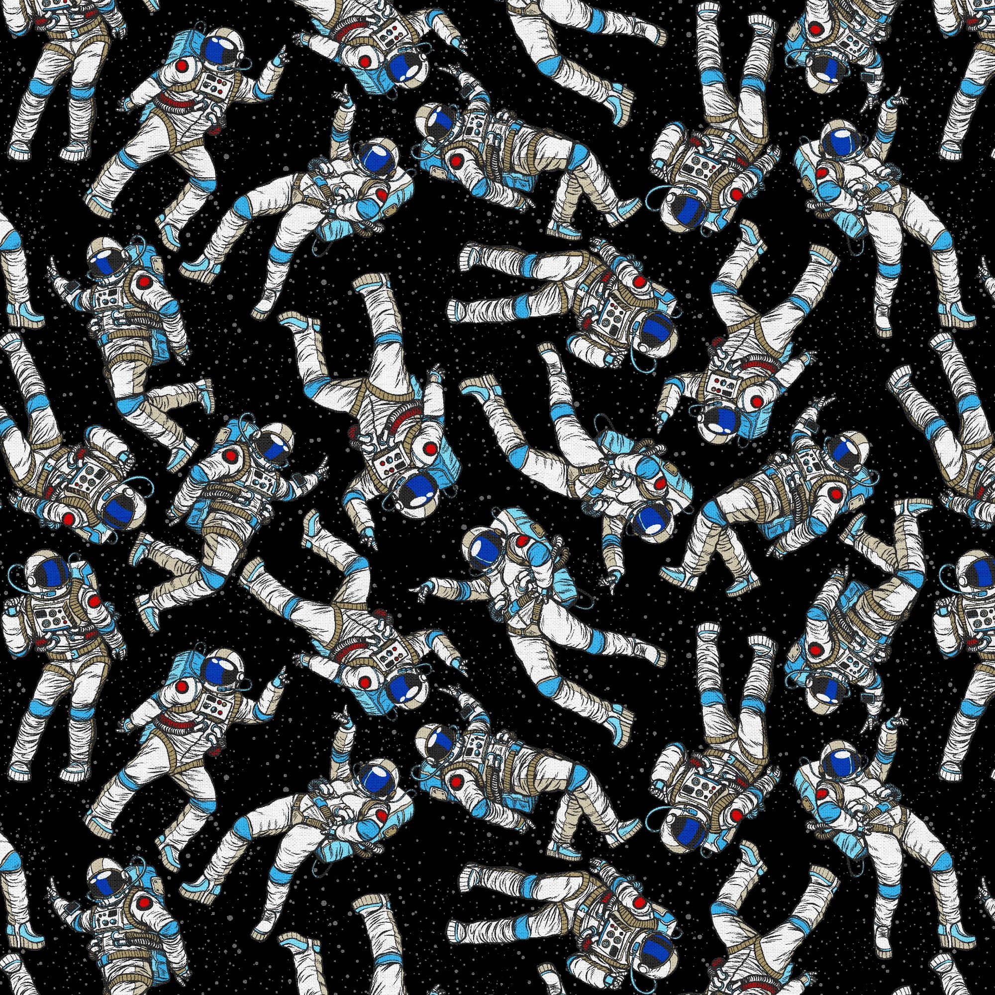 Fabric Editions 18" x 42" Cotton Astronaut Half Yard Precut Sewing & Craft Fabric, Black 1 Piece