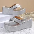 thumbnail image 6 of Samdudou Wedge Sandals Open Toe Thong Flip Flop Glitter Embellished Heel Summer Casual Beach Pool Vacation Ladies Outdoor Style Footwear Daily Wear Lightweight Modern Trendy, 6 of 7