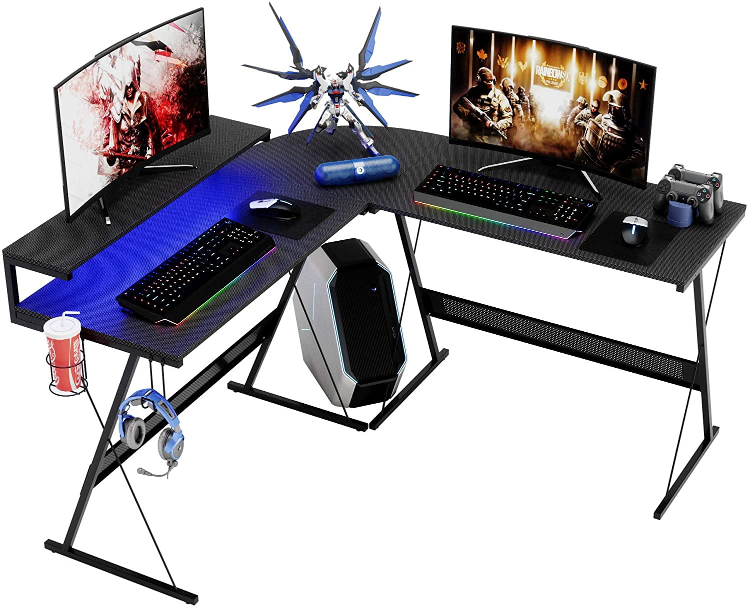 led l shaped gaming desk