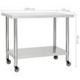 thumbnail image 4 of vidaXL Table de Cuisine avec Roulettes 100x45x85 cm Acier Inoxydable, 4 of 5