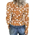thumbnail image 4 of Halloween Shirts for Women Ribbed Knit Long Sleeve Halloween Knitted Tops Casual Slim Fit Holiday Halloween Tee, 4 of 5