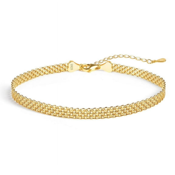 Alexcraft 14K Gold Plated Chunky Chain Adjustable Bracelet for Women | Sterling Silver Lightweight Trendy Chain Bracelet | Jewelry Gift for Women