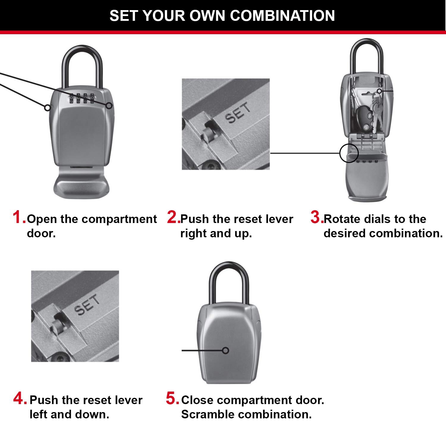 Master Lock Heavy Duty Key Lock Box, Outdoor Lock Box for House Keys, Key Saf...