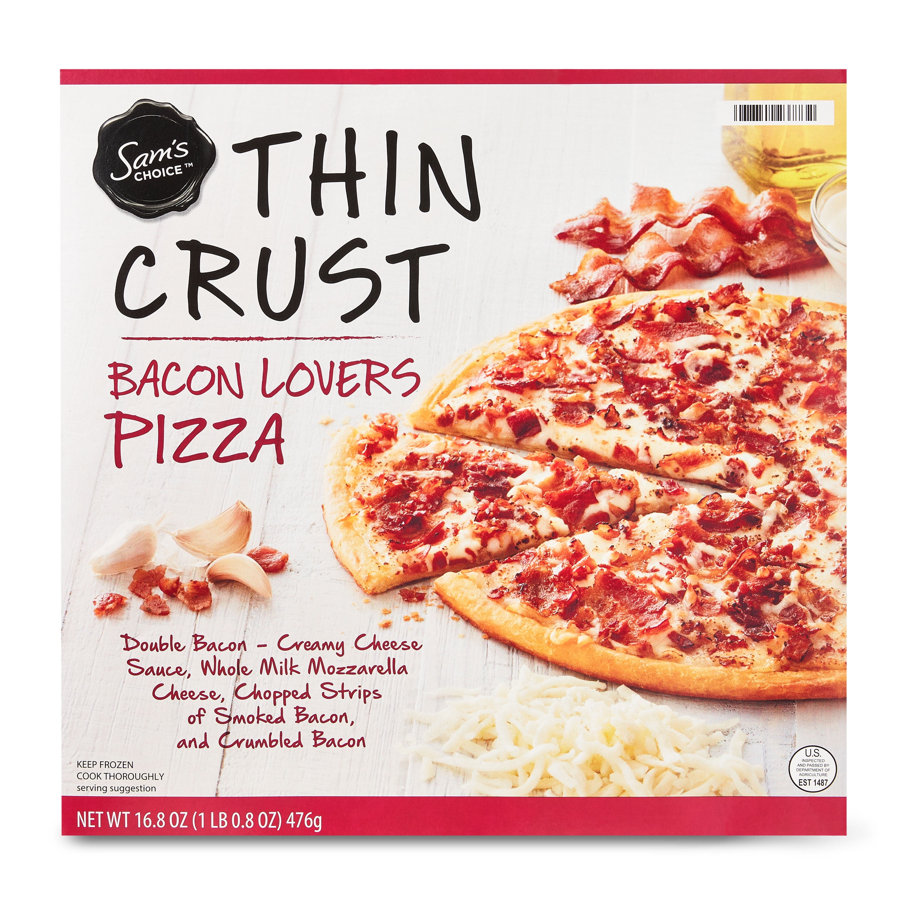 Sam's Choice Frozen Thin Crust Bacon Lovers Pizza, 16.8 oz