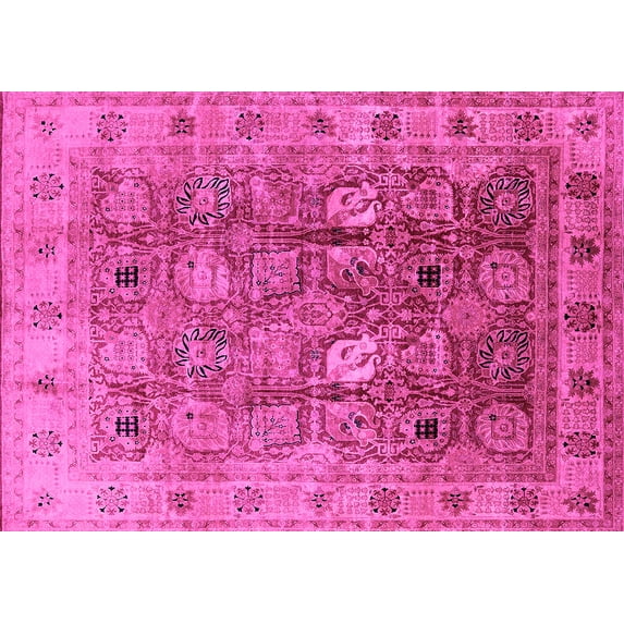 Ahgly Company Indoor Rectangle Oriental Pink Traditional Area Rugs, 2' x 5'