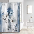 thumbnail image 2 of Rustic Farmhouse Shower Curtain, Farm Blue Daisy Floral Flowers and Butterfly on Country Wooden Shower Curtain for Bathroom, Turquoise Blue Bathroom Shower Curtains with 6PCS Hooks, 36X70IN, 2 of 6