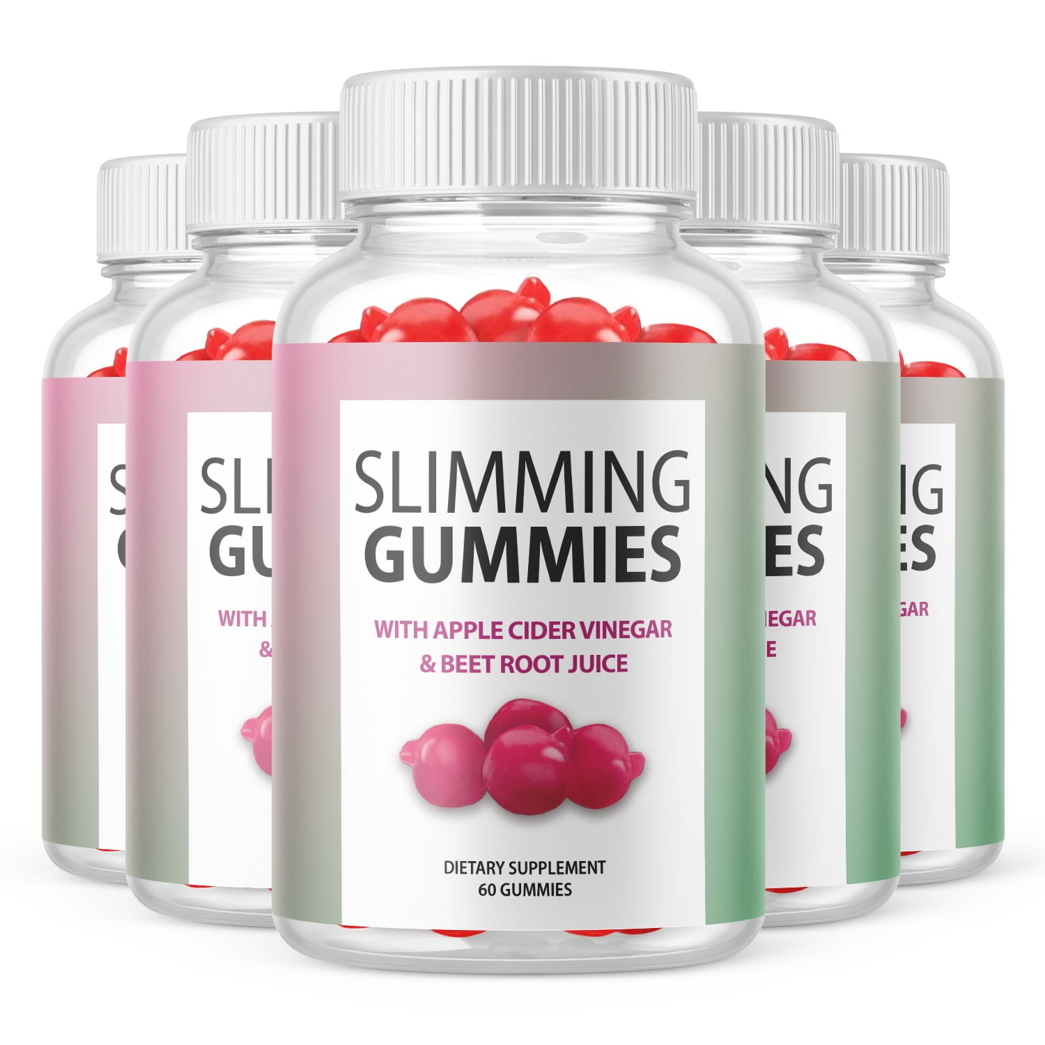 (5 Pack) Slimming Gummies with ACV - Supplement for Weight Loss - Energy & Focus Boosting Dietary Supplements for Weight Management & Metabolism - Fat Burn - 300 Gummies