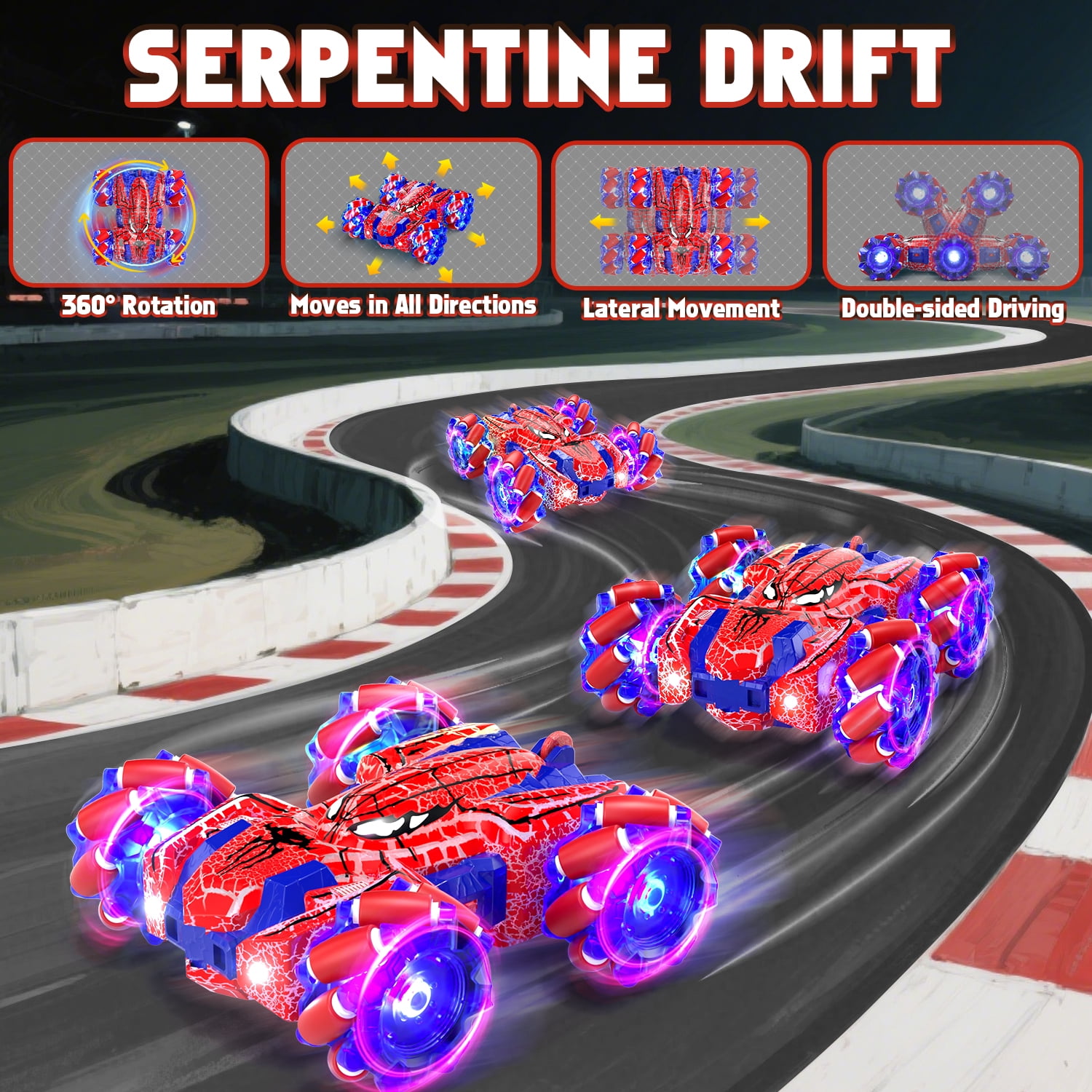 Remote Control Cars, RC Cars Toys for 5 6 7 8 9 10 Year Old Boys Girls, Gesture Sensing RC Stunt Car, Double Sided Race Car with Cool Lights for Boys Kids Age 8-12 Outdoor Toys Birthday Gifts