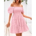 thumbnail image 4 of Vestido PRETTYGARDEN para mujer, de verano, mangas abullonadas, con ojales, rosa, 4 of 8