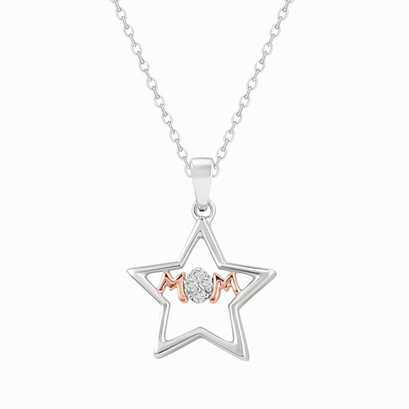 Cali Trove Diamond Star Pendant Necklace, 1/20 Ct Natural Diamond, 925 Sterling Silver with 18KT Rose Gold Vermeil, 18" Chain