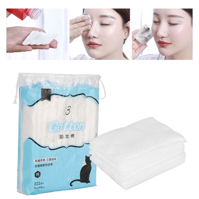 Fugacal Almohadilla de algodón, toallitas de limpieza facial con diseos de tres capas, para maquillaje de limpieza facial Fugacal No se aplica