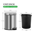 thumbnail image 3 of Stainless Steel Trash Can 6 Liter, Step Pedal Bathroom Garbage Can - Small Round Wastebasket with Removable Inner Bucket for Home, Office, Dorm, 3 of 7
