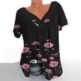 thumbnail image 1 of Fiudx Camisetas para Mujer Blusa Estampada de Manga Corta con Cuello En V para Mujer Blusas Tipo Jersey, 1 of 4