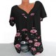 thumbnail image 1 of Fiudx Ofertas de La Semana Blusa Estampada de Manga Corta con Cuello En V para Mujer Blusas Tipo Jersey, 1 of 4