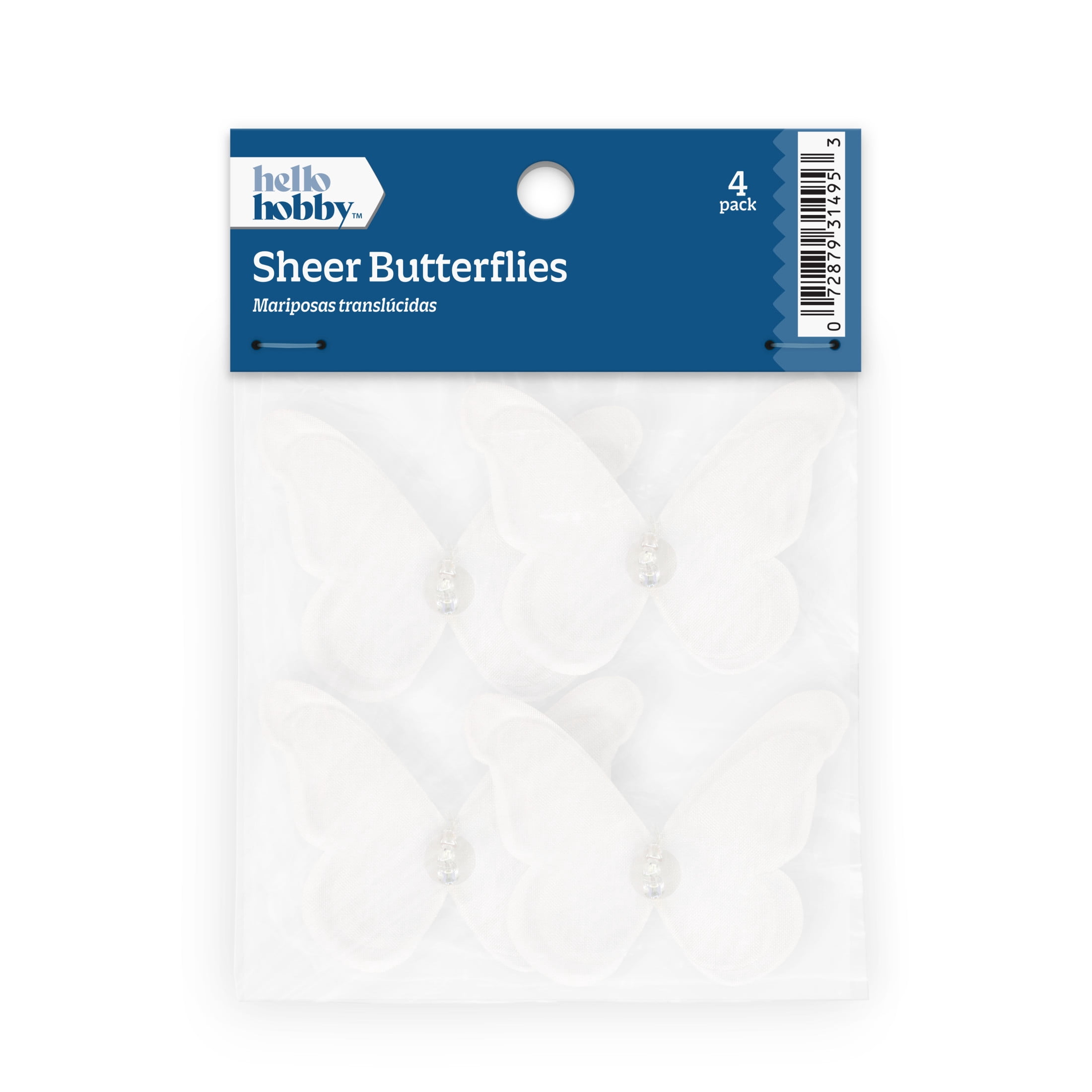 Hello Hobby Accessory Butterfly, White, 4 piece