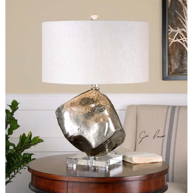 Uttermost Lampe de Table Toujours en Verre Argenté