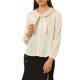 thumbnail image 4 of Camisa de satén de manga larga con cuello chal y botón, lazo retro de INSPIRE CHIC para mujer, color albaricoque, talla XS, 4 of 6