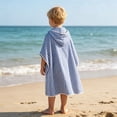 thumbnail image 4 of CUZIBR Cozy Striped Hooded Pullover For Boys Kids Top Comfortable Striped Changing Poncho Wearable Cover Up Robe For Toddler Girls Quickly Dry Bath Swim Wrap Pool Beach Surf ,Blue,5-6 Years, 4 of 5