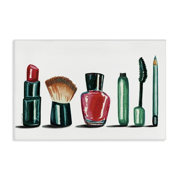 Stupell Industries Makeup Tools & Brushes Fashion Painting Wrapped Canvas Art Print Wall Art, 24 x 16