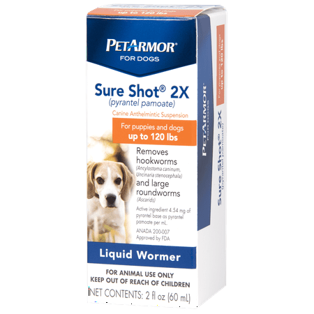 PetArmor Sure Shot 2X Liquid Wormer for Dogs up to 120 lbs, 2 fl
