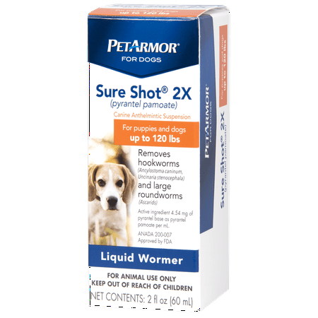 PetArmor Sure Shot 2X Liquid Wormer for Dogs up to 120 lbs, 2 fl (Best Wormer For Lung Worms In Goats)