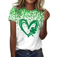 thumbnail image 1 of FAIWAD T-Shirts pour Femmes Grande Taille Jour de la Saint-Patrick Chemise Verte Décontractée Col Rond Trèfle Graphique, 1 of 1