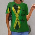 thumbnail image 6 of Jamaica Unity Ribbon Women's Short Sleeve T-Shirt Crew Neck Casual Summer Trendy Loose Fit Tops, 6 of 6