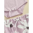 thumbnail image 6 of Bagilaanoe 3pcs Newborn Baby Girl Shorts Set Fly Sleeve Letter Print Romper Tops + Flower Shorts + Hairband 6M 12M 18M 24M Infant Casual Summer Clothes, 6 of 8
