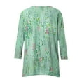 thumbnail image 5 of Tops for Women Plus Size 3/4 Sleeves Printed T-shirt Blouse Round Neck Casual Top,Womens Blouse Green, 5 of 6