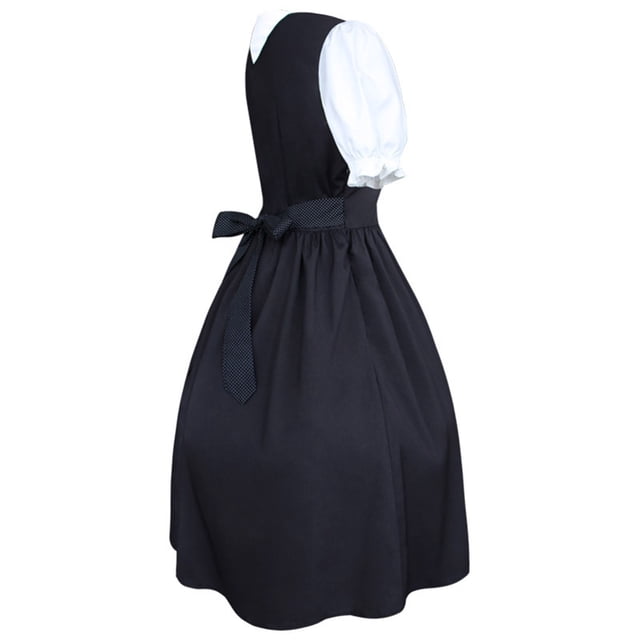 - Ensemble de Robe Midi Dirndl Blanche pour Femmes à Manches Courtes, Robe de Scène de Festival avec Perles, Rockabilly, Oktoberfest, Bal