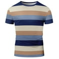 thumbnail image 3 of Zylanna Men's Casual T-Shirts, Striped Short Sleeve Fashion Crew Neck Shirts for Men Tee Blue Size L, 3 of 3