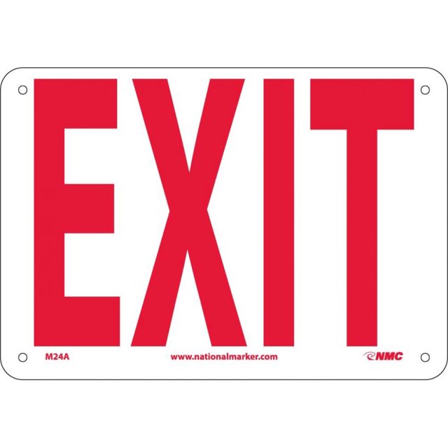 NMC M24A Safety Sign "EXIT" - 10 in. x 7 in. Aluminum Sign with Red Text on White Base