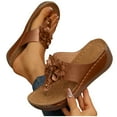 thumbnail image 5 of LOVZFMLL Wedge Sandals for Women 2025 Fashion Flower Flip Flops Thongs Casual Outdoor Beach Vacation Comfort Walking Chunky Sandals Brown 9, 5 of 9