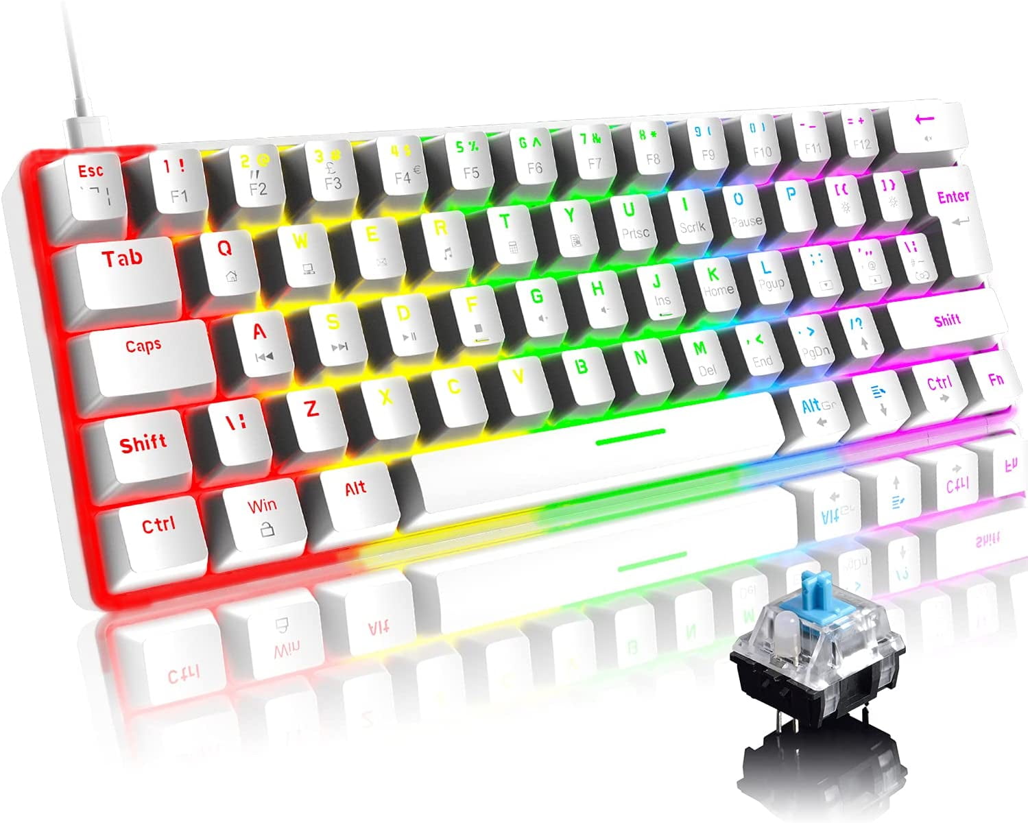 TMKB T68SE Wired 60% Mechanical Gaming Keyboard RGB Backlit Hot-Swappable  Keyboard 68 Keys Wired Gamer Keyboard for PC Gaming