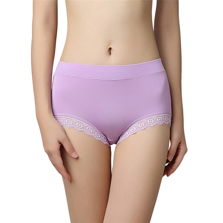 CLZOUD Underwear for Ladies Clear Polyester Fiber Women's Casual Solid  Color High Waisted Tight Lace Underwear L