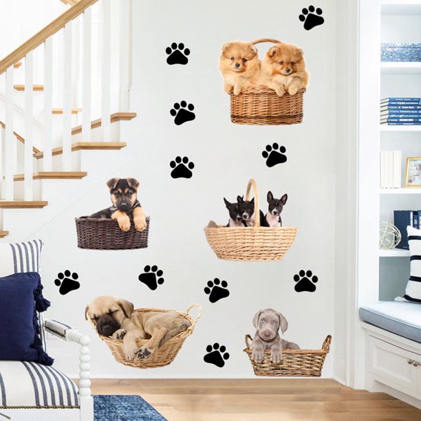 Gwong Decoración hogareña Dibujos animados de pata perro cachorro extraíble papel tapiz de pared etiqueta de pared DIY decalada Decoración de la habitación de los niños Gwong 21028554