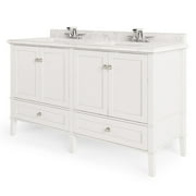 Brooklyn + Max Chesapeake 60 inch Contemporary Bath Vanity in Soft White with White Engineered Quartz Marble Top