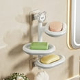 thumbnail image 5 of 3 Tier Bar Soap Holder for Shower, Rotating Shampoo Bar Holder, Self Adhesive Wall Mounted Self Draining Soap Dish Layered Soap Tray for Bathroom Sponge Holder for Kitchen, 5 of 7