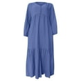 thumbnail image 4 of Wyzesi Robes Maxi d'Automne pour Femmes Blanches Robe Maxi Vintage Décontractée en Coton et Lin à Manches Longues avec Jupe Évasée Options de Couleur Pyjamas de Noël Costume, 4 of 4