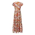 thumbnail image 5 of Mommy and Me Dresses Grapefruit Print Ruffle Sleeve V-Neck Family Matching Dress Outfits, 5 of 10
